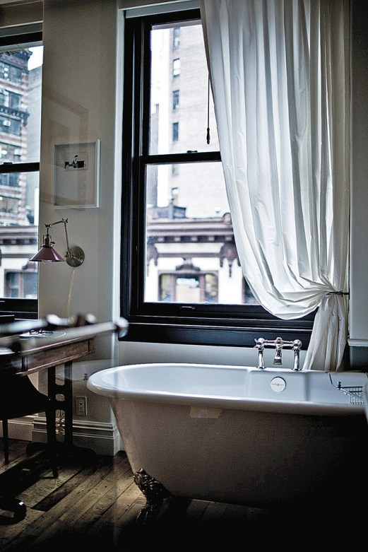 curtained tub